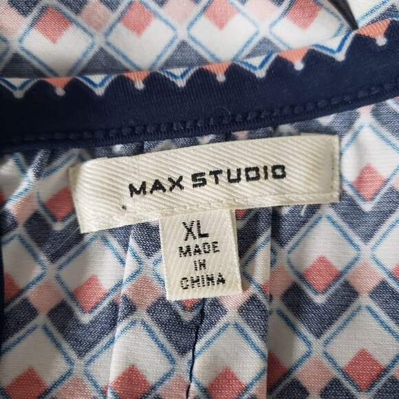 Max Studio XL Sleeveless Geometric Print Fit & Flare Stretchy Dress Pink Blue - Picture 9 of 13